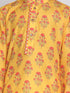Vastramay Mustard And Cream Floral Printed Linen Siblings Set